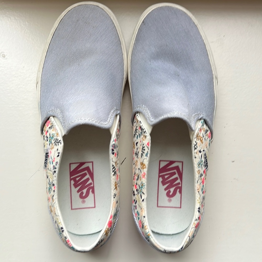 Vans Blue and Gray Canvas Sneakers with Elastic Panels